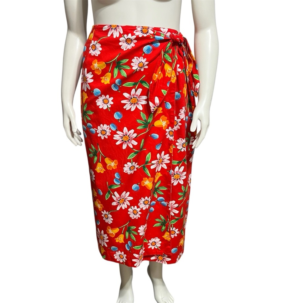 ⭐️Vibrant Floral Red Sarong Wrap for Women